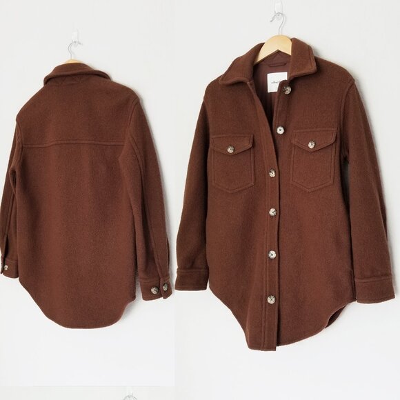 Aritzia Wilfred Free 100% Merino Wool The Ganna Shirt Jacket Shacket XXS Brown - Picture 16 of 16